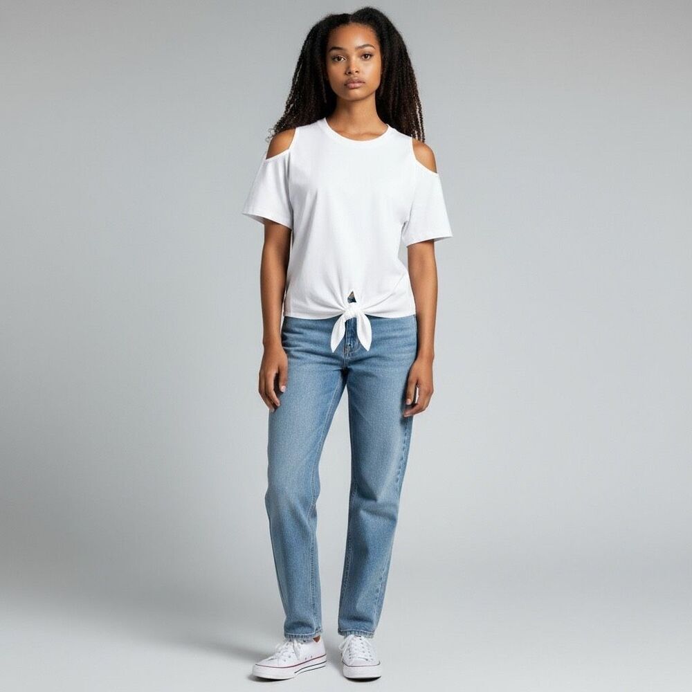 SHEIN White Cold Shoulder Short Sleeve Top Size M – Casual & Cute Basic Tee